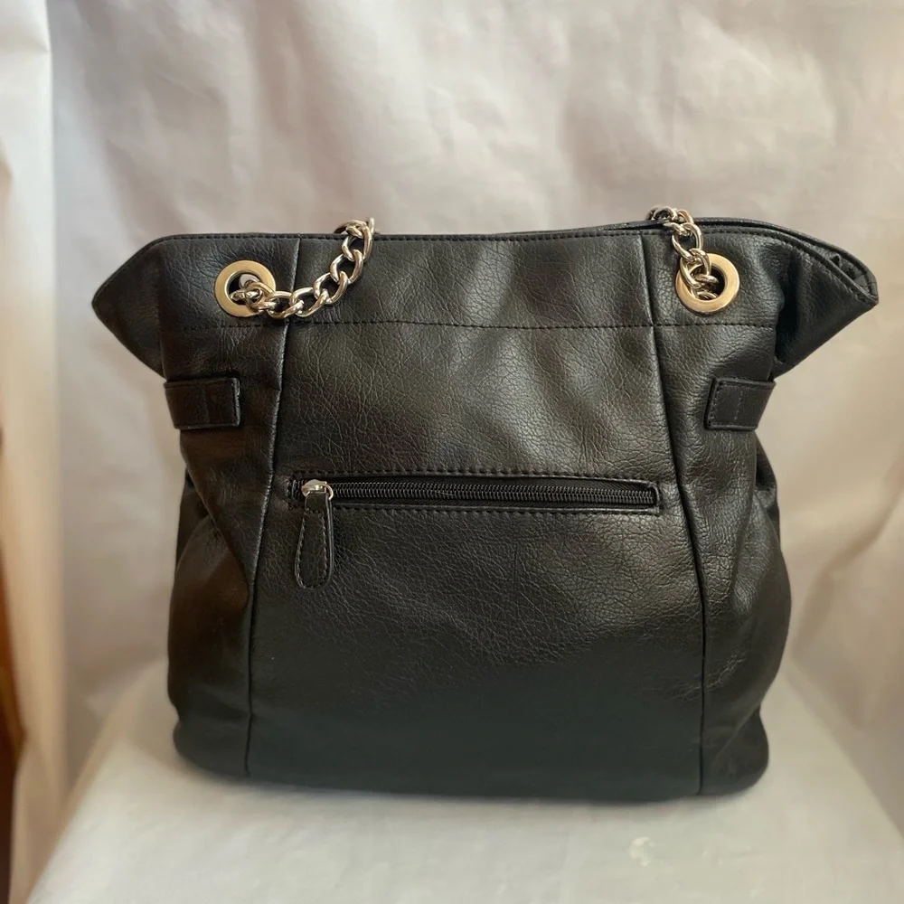 Franco Sarto Black Tote with Chain Accents